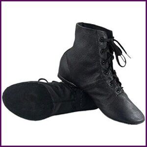 Women's Leather Jazz Dance Boots Soft-Soled High Boots Practice Shoes